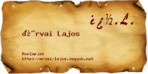 Árvai Lajos névjegykártya